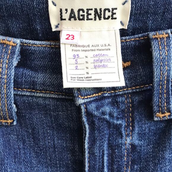 L’Agence Jordan Cropped Straight High Rise Denim Jeans Size 23 Vintage Destruct - Picture 3 of 16